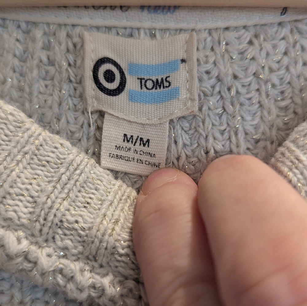 Toms For Target Waist Length Shimmer Crewneck Sweater - Picture 5 of 7